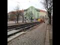 Rekonstrukce tramvajové tratě u Ortenova náměstí.