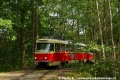 „der Tatra Zug“ #222-000-2+222-998-7+272-105-9 ve smyčce Diebsteig. Tato lesní smyčka je v pravidelném provozu nepoužívána. Občas, zvláště v předvánočním období se na ní obrací spoje posilové linky E7. | 3.6.2017