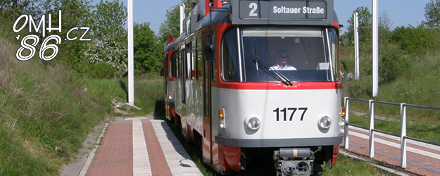 Souprava vozů T4D+T4D+B4D v čele s vozem ev.č.1177 na konečné stanici Soltauer Str. | 8.5.2008