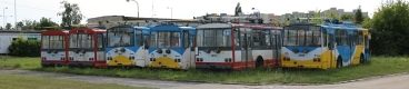 Odstavené trolejbusy Škoda 15 Tr 10/7 #1004, 1011, Škoda 15 Tr 13/7M #1017, Škoda 15 Tr 10/7 #1006, 1013 a Škoda 14 Tr 17/7M #2006. | 30.6.2017