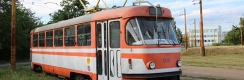 Dvoudvéřový vůz T3SU #100 přestavěný na cvičný vůz ve vozovně tramvají. | 30.6.2017