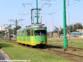 Vůz Düewag GT8 ev.č.687 projíždí úsekem mezi zastávkami Smoluchowskiego a Węgorka. | 1.7.2012