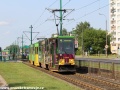 Souprava vozů Konstal 105Na ev.č.246+245 u zastávky Osiedle Piastowskie. | 2.7.2012