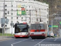 Míjení trolejbusů Škoda 28Tr Solaris ev.č.410 a Škoda 15Tr12/6 ev.č.555. | 4.4.2014