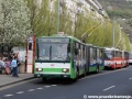 Vůz Škoda 15Tr13/6M ev.č.569 opatřený celovozovou reklamou Civitas Archimedes - Free WiFi, zahájil svůj provoz v roce 1995 v Plzni. V Ústí jezdí od roku 2011. | 4.4.2014