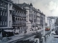 Provoz v Nuselské ulici zachycený z rampy nad ulicí. | 40. léta