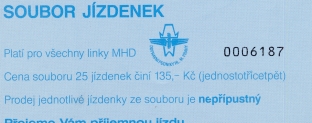 Titulní strana Souboru jízdenek pro všechny linky MHD, vydaného v roce 1994.