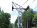 Nosná podpěra č.13 lanové dráhy na Komáři Vížku obsahuje v kladkové baterii pro každé lano 6 kladek vedoucích lano. | 9.7.2012