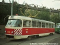 Na dvoře vozovny Žižkov se již tradičně odstavují momentálně neprovozní vozy. V srpnu 1997 zde byl k vidění zánovní sněhový pluh ev.č.5408, upravený z vyřazeného vozu T3 v roce 1995 | 20.8.1997