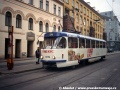 Dnes je to téměř neuvěřitelné, ale v roce 1997 byla v Praze jen jedna pobočka řetězce rychlého občerstvení KFC. V zastávce Masarykovo nádraží ji právě propaguje vůz T3SUCS ev.č.7278 vypravený na linku 14 | 27.9.1997