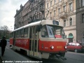 Zánovní vůz T3M2-DVC ev.č.8082/II, když jsem jej poprvé po jeho dokončení potkal - na cvičné jízdě v zastávce Újezd | 17.4.1998