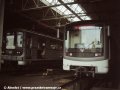 První modernizovaná souprava metra vedená vozem ev.č.3150 a porovnání jejího čela s nemodernizovanou soupravou | 27.6.1997