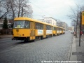 Vnější vzhled vozu B4 ev.č.272505 jehož interiér jste mohli shlédnout na předešlém snímku, vyfotografovaného na zastávce Wintergartenstrasse. Vůz byl řazen jako třetí v soupravě na lince 4. U vozů B4 bylo zvykem uvádět zvenku na voze pouze poslední trojčíslí evidenčního čísla | 29.11.1997