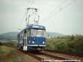 Sólo tramvaj T3SUCS ev.č.214 přijíždí na druhou konečnou - do Velebudic. Na tomhle záběru se opravdu do dnešní dnů zase tak moc nezměnilo | 31.7.1997