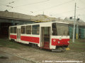 Dopravní podnik v Mostě byl jediným v ČR, kde jezdila tramvaj typu T5B6 z roku 1979. Jeden z vozů byl zachován pro muzejní účely a v posledních letech je občas k vidění i v ulicích. Vůz připomíná snímek z vozovny Most | 31.7.1997