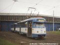 Souprava vozů T2 ev.č.684+688 čeká na své příležitostné cestující na dvoře vozovny Poruba | 1.6.1997