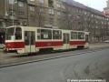 Prototypový vůz T7B5 ev.č.0024 při jedné ze zkušebních jízd zamířil na předjízdnou kolej Podbaba. | 5.3.1996