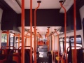 Interiér prototypového vozu RT6N1 ev.č.0028 po repasi z léta 1995 s vyměněným typem sedadel, změnou barevného schématu a náhradě původní podlahy z tzv. penízkové gumy krytinou Altro. | 31.5.1996