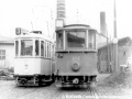 Motorový vůz ev.č.2112 dodaný Ringhofferovými závody v roce 1928 zapózoval v Ústředních tramvajových dílnách Rustonka fotografům vedle soupravy brněnských vozů ev.č.99+185. | 17.2.1971