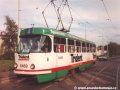 Do výstupní zastávky Vozovna Pankrác vjíždí vůz T3 ev.č.6469 vypravený na linku 6. | 16.10.1994