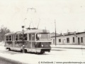 Vůz T3 ev.č.6508 vypravený na linku 1 stanicuje v zastávce Vozovna Střešovice. | 1966