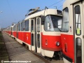 Vůz T3 ev.č.6813 odstavený na povrchové koleji v Ústředních dílnách. | 23.3.2012