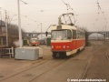 Souprava vozů T3 ev.č.6944+6945 odstavená ve smyčce Nádraží Braník. | 5.3.1997