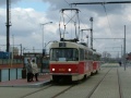 Souprava vozů T3M ev.č.8062+8043 vypravená na linku 3 stanicuje v zastávce Sazka aréna. | 27.3.2004