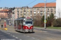 Strašnický vůz T3R.PLF #8282 vypravený na linku 19 zachycený u zastávky Na Hroudě. | 25.3.2012