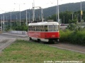 Vůz T3R.P ev.č.8329 vypravený na linku 6 zatahuje do smyčky Nádraží Braník. | 30.6.2004