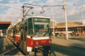 Souprava záložního vlaku X vozovny Motol tvořená vozy T6A5 ev.č.8625+8626 vyčkává v ulici Za Ženskými domovy na svou příležitost. | 29.9.2002
