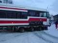 Vůz RT6N1 ev.č.9101 vjíždí do areálu firmy Pars Nova, a.s. v Šumperku k přestavbě na typ RT6N2. | 22.1.2004