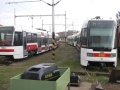 Vyřazené pražské tramvaje RT6N1 ev.č.9104, RT6N2 ev.č.9101 a RT6N1 ev.č.9102 v areálu DPOV, a.s. Nymburk | 1.10.2009