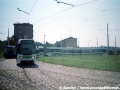 Setkání vozu RT6N1 ev.č.9103 vypraveného na cvičnou jízdu na vnitřní koleji smyčky Spořilov s vozem ev.č.9102. | 22.8.1997