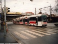 Poslední setkání s provozním vozem RT6N1 ev.č.9104 na pražských kolejí pro admina Petra nastalo zcela nečekaně u křižovatky Výtoň při další ze série pokusů o zkušební jízdy tohoto vozu. | 26.1.2002
