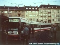 Vůz GT6N ev.č.801 manipuluje na vnější koleji smyčky Podbaba. | 8.-11.10.1992