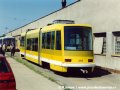 Zkoušky nakolejování vozu Astra ev.č.301 v Ústředních dílnách DP Praha | 18.5.1999